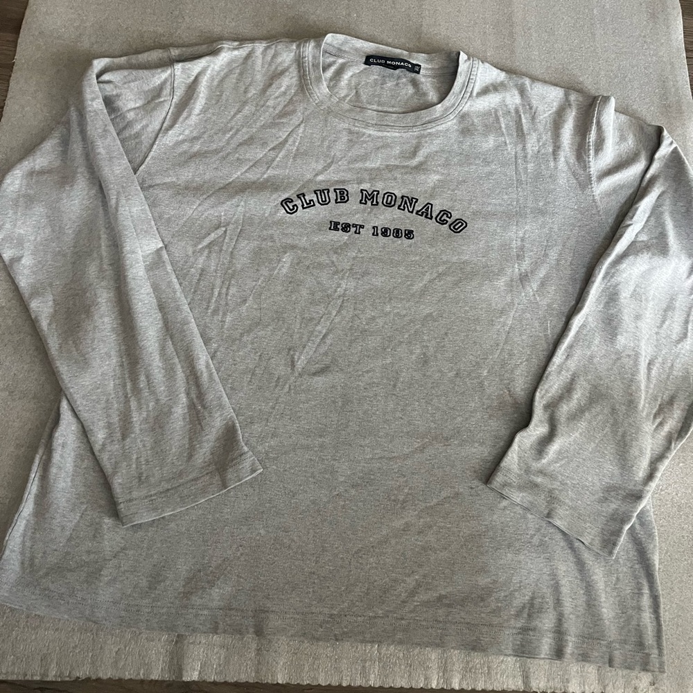 [XXL]Club Monaco Gray Long Sleeve SweatShirt Logo HK